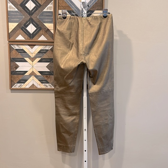 Ralph Lauren Black Label Genuine Lamb Leather Pants Bonded Metallic Gold 8 - Picture 4 of 9